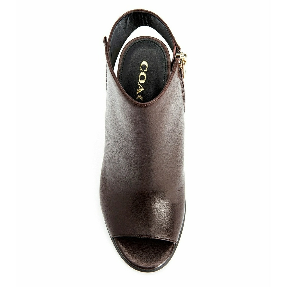 New COACH Open-Toe Open-Back Leather Heels Sandals - Picture 3 of 3